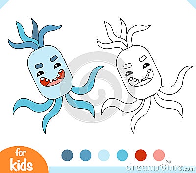 Coloring book, Cute bacteria and virus character Vector Illustration