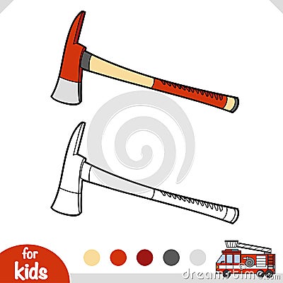 Coloring book for kids, Firemans ax Vector Illustration