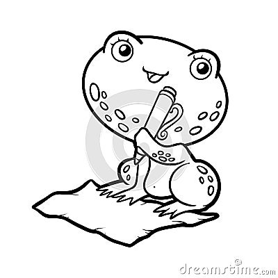 Coloring book, Frog Vector Illustration