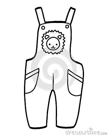 Coloring book, Kids dungarees Vector Illustration