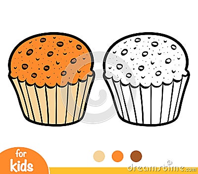 Coloring book for children, cartoon Muffin Vector Illustration