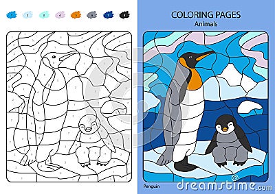 Coloring book for children: penguin and penguin. Vector illustration coloring pages Vector Illustration