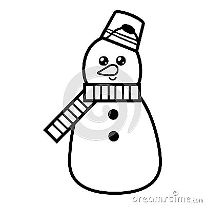 Coloring book, Snowman Vector Illustration