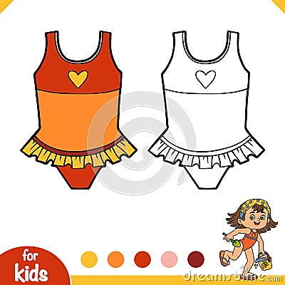 Coloring book, Swimsuit for girls Vector Illustration