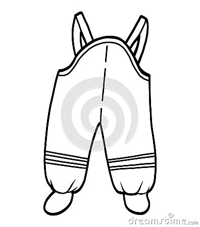 Coloring book, Waterproof kids dungarees Vector Illustration