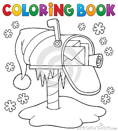 Coloring book Christmas mailbox Vector Illustration