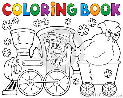 Coloring book Christmas train 1 Vector Illustration