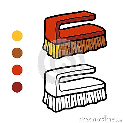 Coloring book, Cleaning hand brush Vector Illustration