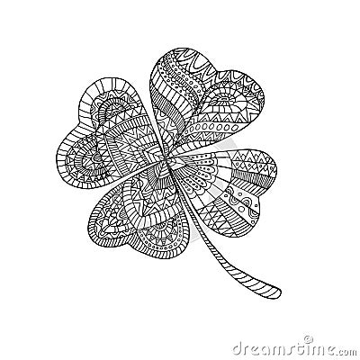 Coloring book clover, on St. Patrick s Day. Vector Illustration