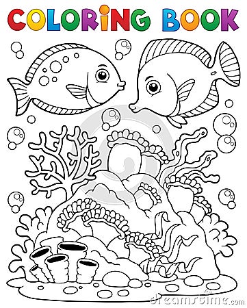 Coloring book coral reef theme 1 Vector Illustration