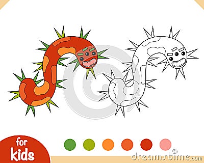 Coloring book, Cute bacteria and virus character Vector Illustration