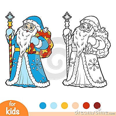 Coloring book, Ded Moroz, Father Frost Vector Illustration