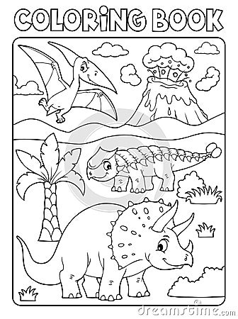 Coloring book dinosaur subject image 6 Vector Illustration