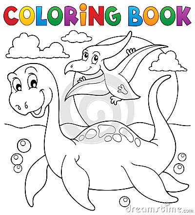Coloring book dinosaur theme 7 Vector Illustration