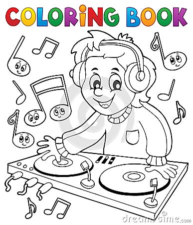 Coloring book DJ boy Vector Illustration