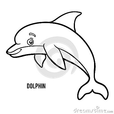 Coloring book, Dolphin Vector Illustration