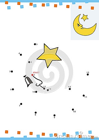 Coloring book dot to dot. The moon Vector Illustration