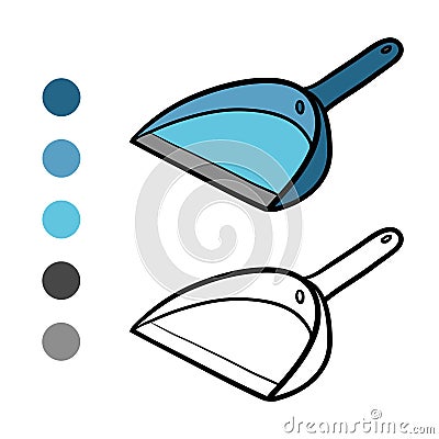 Coloring book, Dustpan Vector Illustration