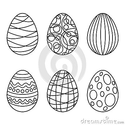 Coloring book with Easter eggs. Easter egg linear icon. Isolated outline drawing Vector Illustration