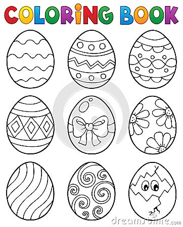 Coloring book Easter eggs theme 3 Vector Illustration