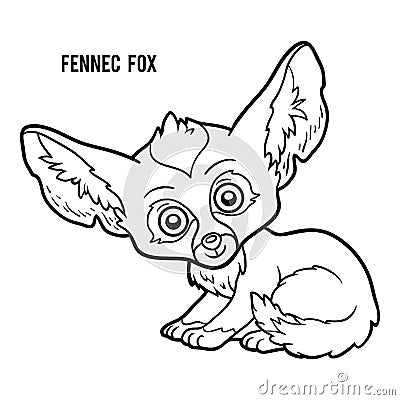 Coloring book, Fennec fox Vector Illustration