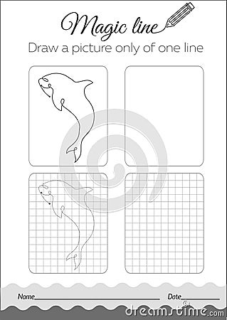 Coloring book fish, dilfin Black Stock Photo