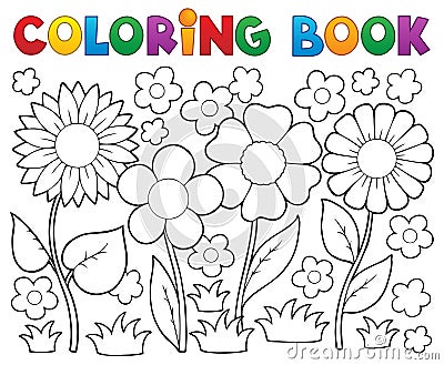 Coloring book with flower theme Vector Illustration