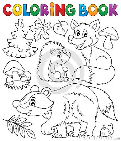 Coloring book forest wildlife theme 1 Vector Illustration