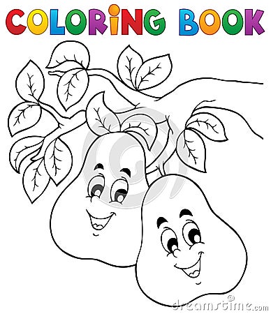 Coloring book fruit theme 2 Vector Illustration