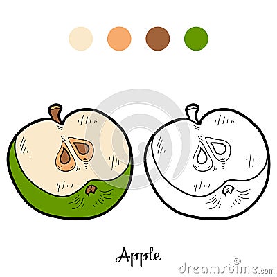 Coloring book: fruits and vegetables (apple) Vector Illustration