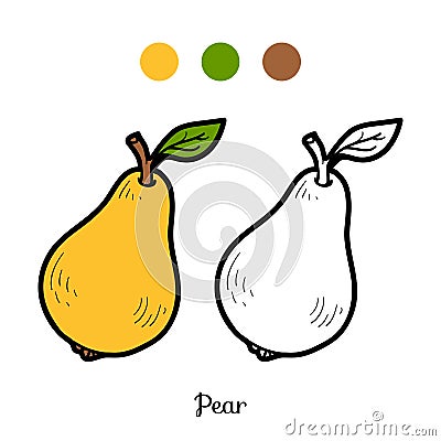 Coloring book: fruits and vegetables (pear) Vector Illustration