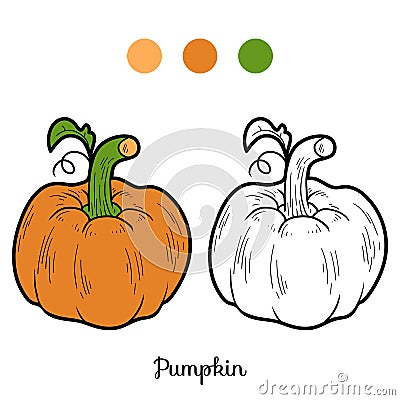 Coloring book: fruits and vegetables (pumpkin) Vector Illustration