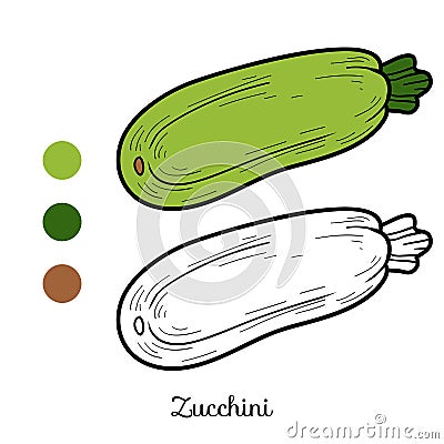 Coloring book: fruits and vegetables (zucchini) Vector Illustration