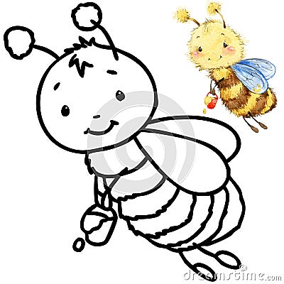 Coloring book funny Cartoon insect. Cartoon Illustration