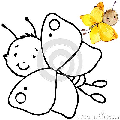 Coloring book funny Cartoon insect. Cartoon Illustration