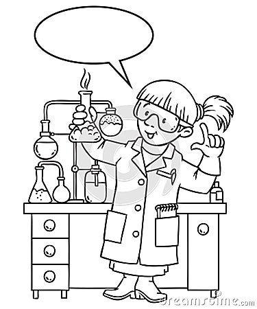 Coloring book of funny chemist or scientist Vector Illustration
