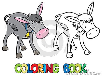 Coloring book of funny donkey Vector Illustration