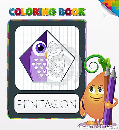 Coloring book geometric form pentagon Stock Photo