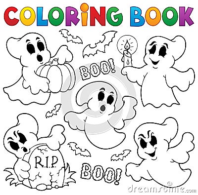 Coloring book ghost theme 1 Vector Illustration