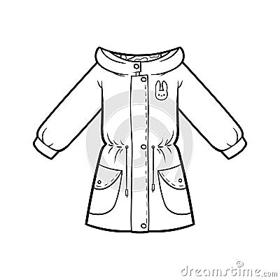 Coloring book, Girls parka jacket Vector Illustration