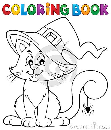 Coloring book Halloween cat theme 2 Vector Illustration