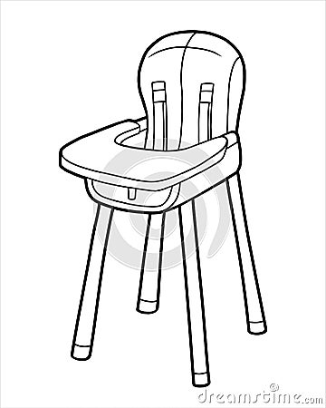 Coloring book, Highchair for baby Vector Illustration