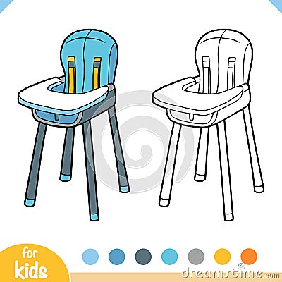 Coloring book, Highchair for baby Vector Illustration