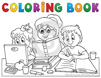 Coloring book home schooling image 1 Vector Illustration