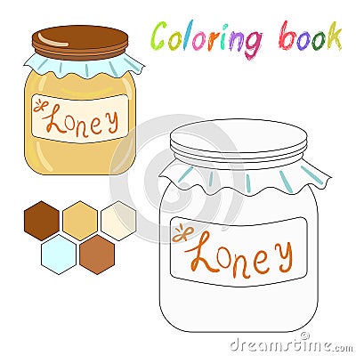 Coloring book honey kids layout for game Cartoon Illustration