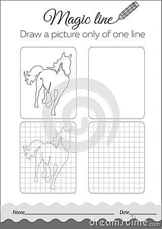 Coloring book horse Black Stock Photo