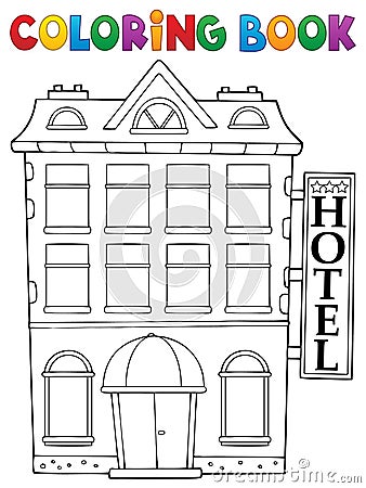 Coloring book hotel theme 1 Vector Illustration