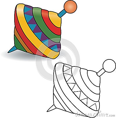 Coloring book. Humming-top, whirligig Vector Illustration