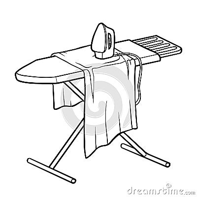 Coloring book, Ironing board Vector Illustration