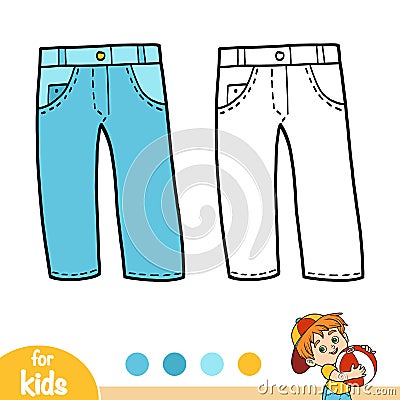 Coloring book, Jeans Vector Illustration